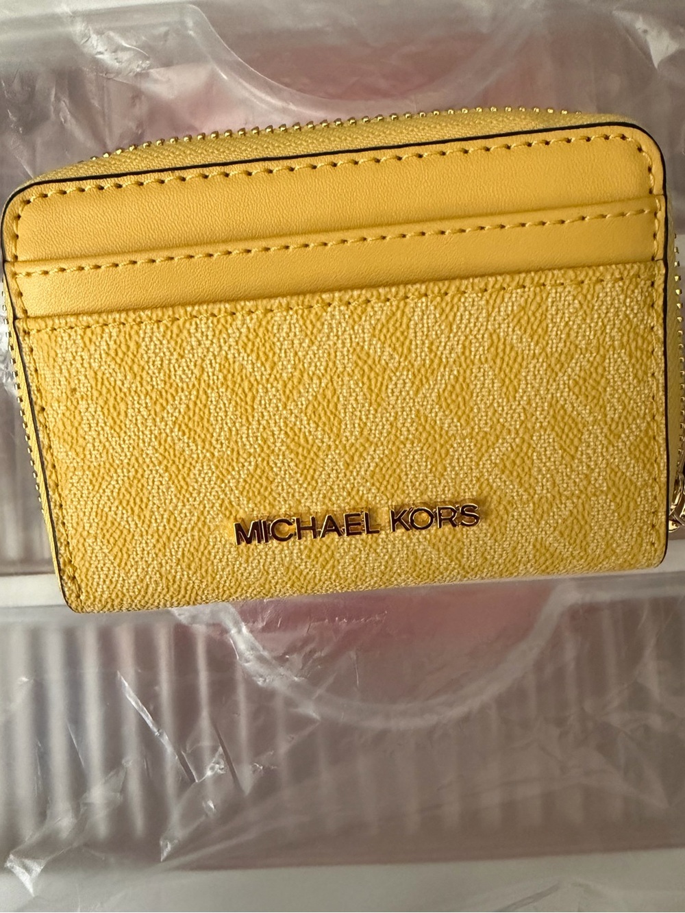 Michael Kors Yellow Zip Card Case